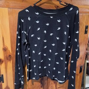 ivory ella Black Long Sleeve Sweatshirt with White Elephant Print